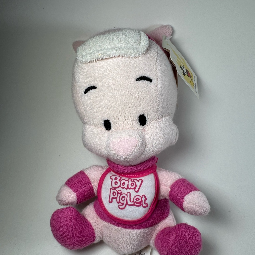 Disney Plush 8" Baby Piglet Beanbag Winnie The Pooh Pink Terrycloth Beanie